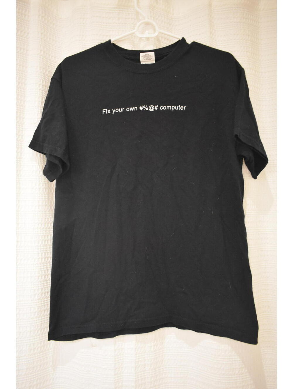 Gildan Heavy Cotton Black T-Shirt Size M with 'Fix your own ! computer' Print